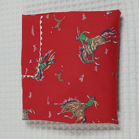 Vintage 50's Red Bronco Bustin' Western Theme Women's Half Apron MCM - Picture 14 of 14